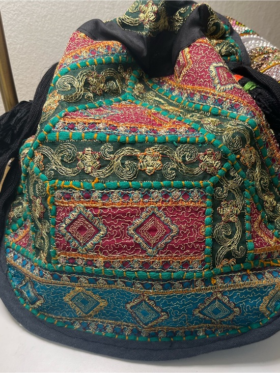 Handbags - NWOT Handmade Embroidered Tassel Boho Bucket Bag